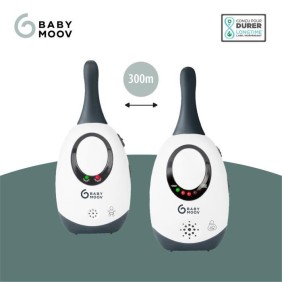 BABYMOOV  Babyphone audio simply care avec fonction VOX, double alarme et 2 adaptateurs, portée 300m