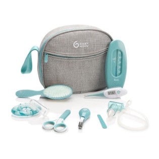 Babymoov Trousse de soin pour bébé, 9 Accessoires, avec Thermometre Digital, Bleue