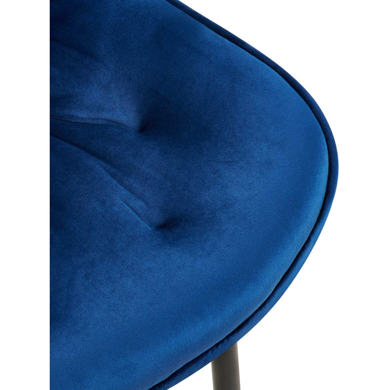 Chaise de salle à manger Wallace en velours bleu
