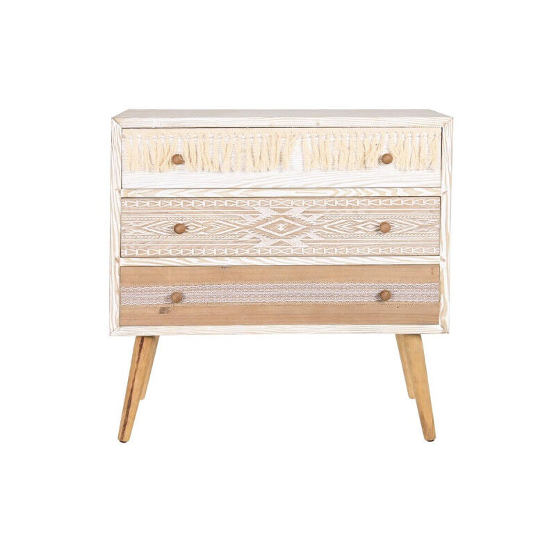Commode DKD Home Decor Sapin Naturel Coton Blanc (80 x 35 x 80 cm)