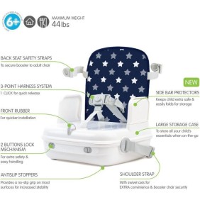 Réhausseur bébé pour table a manger - BENBAT - Portable et lavable - Facile a plier - Harnais de sécurité réglable - Marine