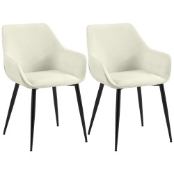 Ensemble de 2 chaises de salle à manger Vessa, tissu crème