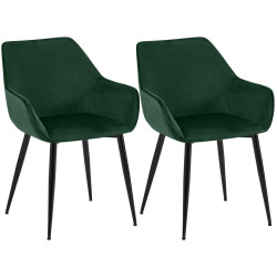 Lot de 2 chaises de salle à manger Vessa en velours vert
