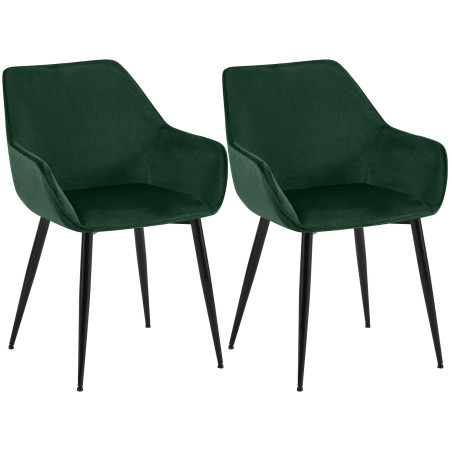 Lot de 2 chaises de salle à manger Vessa en velours vert