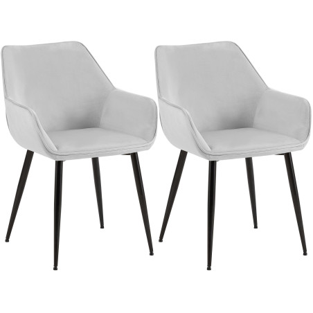 Lot de 2 chaises de salle à manger Vessa velours gris clair