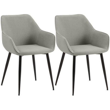 Lot de 2 chaises de salle à manger Vessa en tissu gris clair