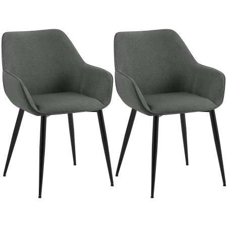 Lot de 2 chaises de salle à manger Vessa en tissu gris foncé