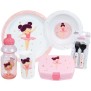 BALLERINE - Lot vaisselle pour enfant avec verre, assiette creuse, assiette plate, couverts, gourde et boite gouter