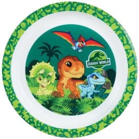 JURASSIC WORLD - Lot vaisselle pour enfant avec verre, assiette creuse, assiette, couverts, gourde et boite gouter