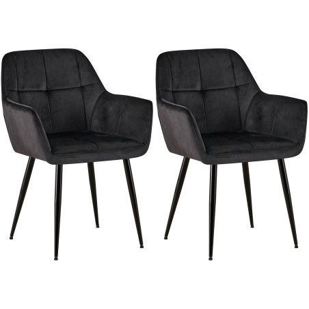 Lot de 2 chaises de salle à manger Emia en velours noir