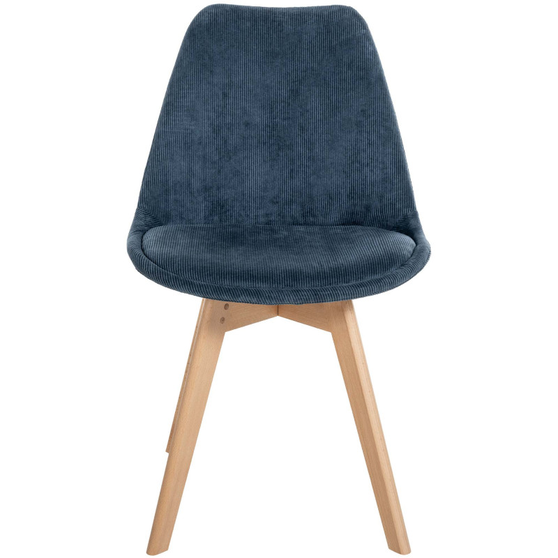 Lot de 4 chaises Linares Cord bleu foncé