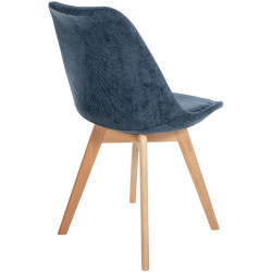 Lot de 4 chaises Linares Cord bleu foncé