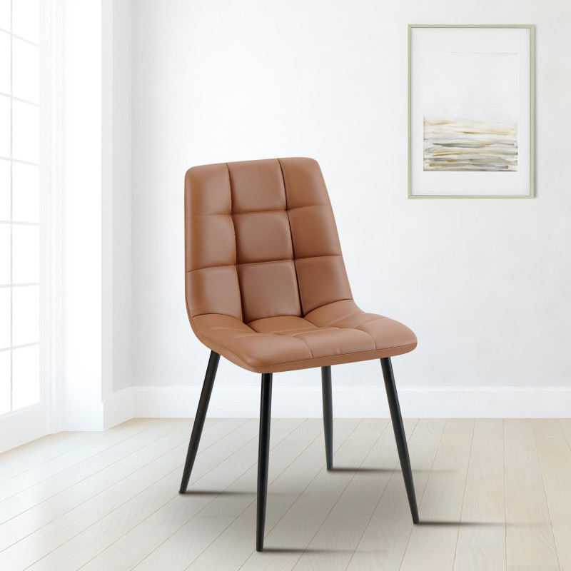 Chaise de salle à manger Antibes, similicuir, marron foncé