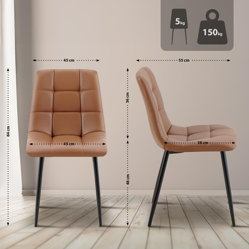 Chaise de salle à manger Antibes, similicuir, marron foncé