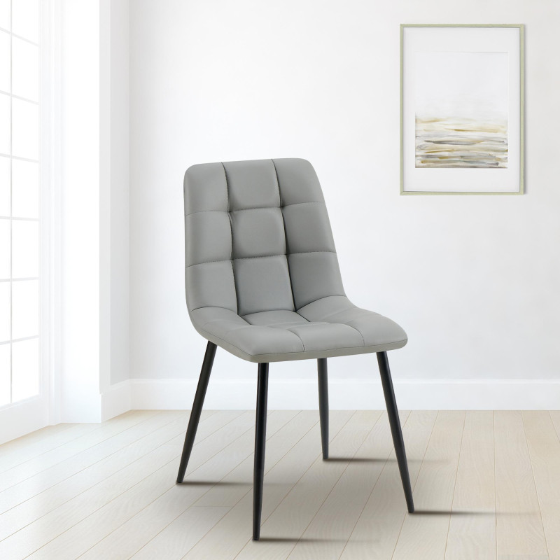 Chaise de salle à manger Antibes, similicuir gris clair