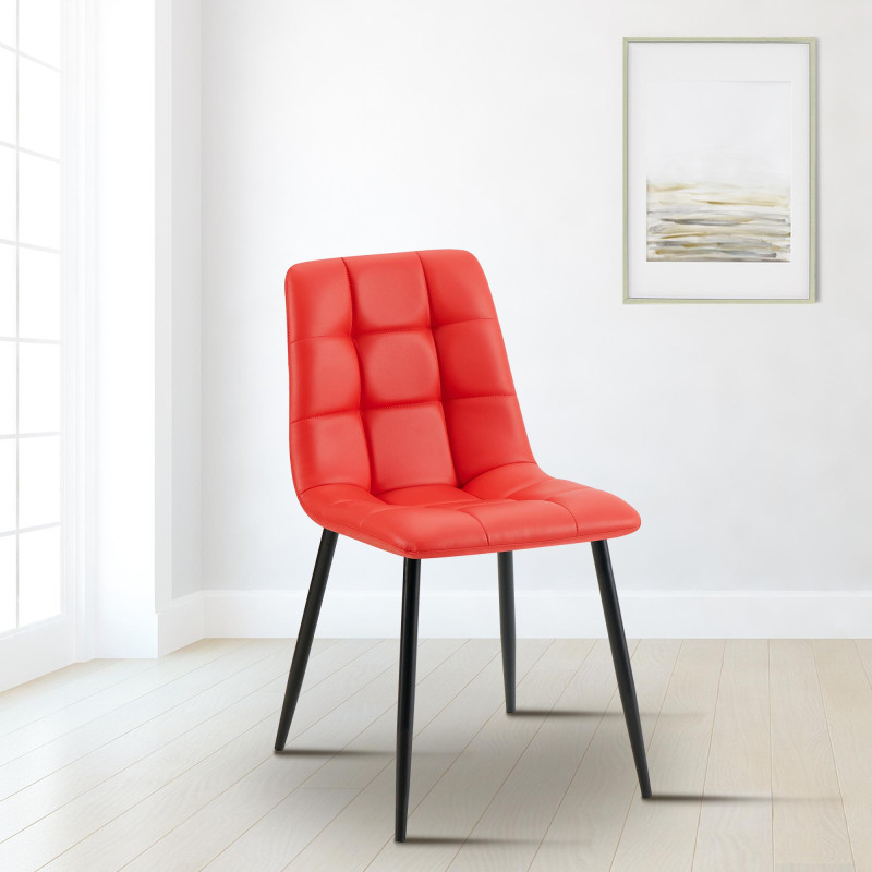 Chaise de salle à manger Antibes, similicuir rouge