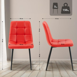 Chaise de salle à manger Antibes, similicuir rouge