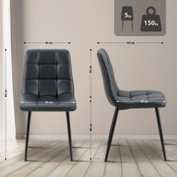 Chaise de salle à manger Antibes, similicuir noir