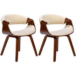 Lot de 2 chaises de salle à manger en tissu Foley noyer/crème
