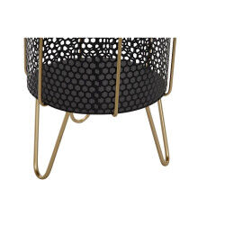 Set de pots de fleurs DKD Home Decor Noir Doré Métal Loft 36 x 36 x 58 cm