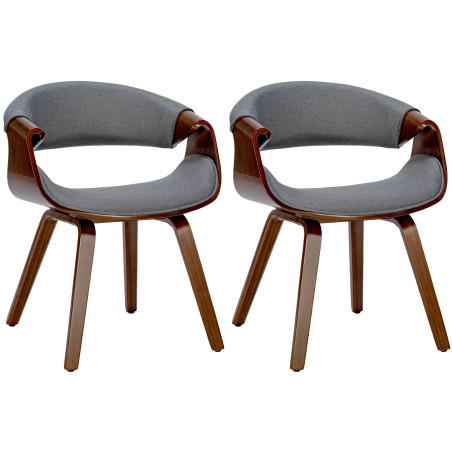 Ensemble de 2 chaises de salle à manger Foley, tissu noyer/gris