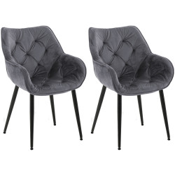 Lot de 2 chaises en velours Tanna gris foncé