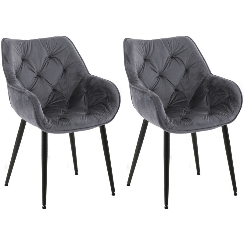 Lot de 2 chaises en velours Tanna gris foncé
