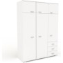 Armoire de chambre contemporaine blanche - COSMOS - L 146 cm - 6 portes, 3 tiroirs