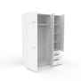 Armoire de chambre contemporaine blanche - COSMOS - L 146 cm - 6 portes, 3 tiroirs