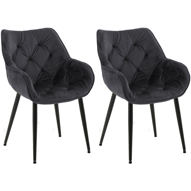 Ensemble de 2 chaises Tanna en velours noir