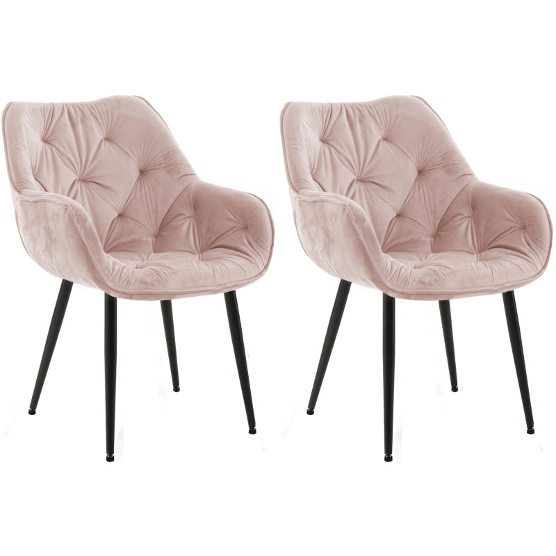 Lot de 2 chaises Tanna en velours rose