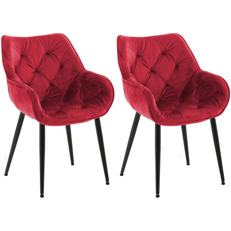 Lot de 2 chaises Tanna en velours rouge