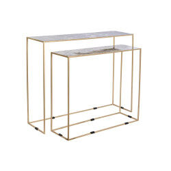 Jeu de 2 tables DKD Home Decor Blanc Noir Doré 100 x 28 x 80 cm