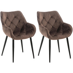 Ensemble de 2 chaises Tanna en velours marron