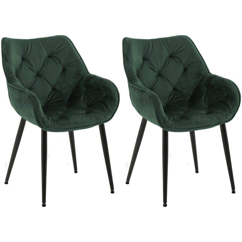 Ensemble de 2 chaises Tanna en velours vert