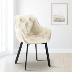 Chaise de salle à manger Antigo velours crème