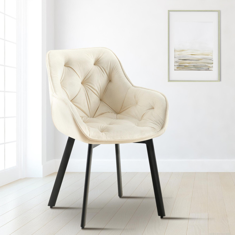 Chaise de salle à manger Antigo velours crème