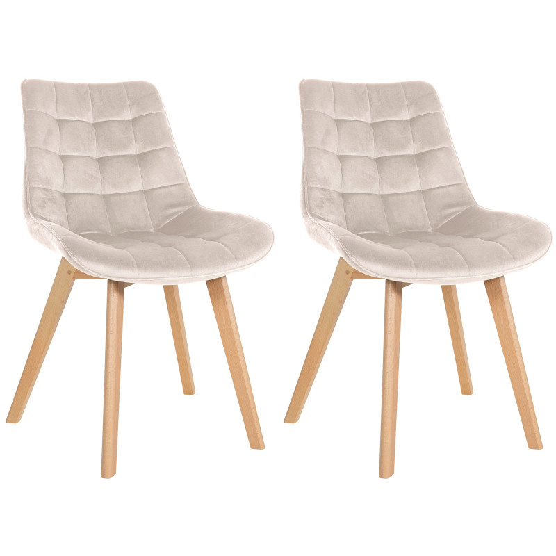 Lot de 2 chaises Brook velours crème