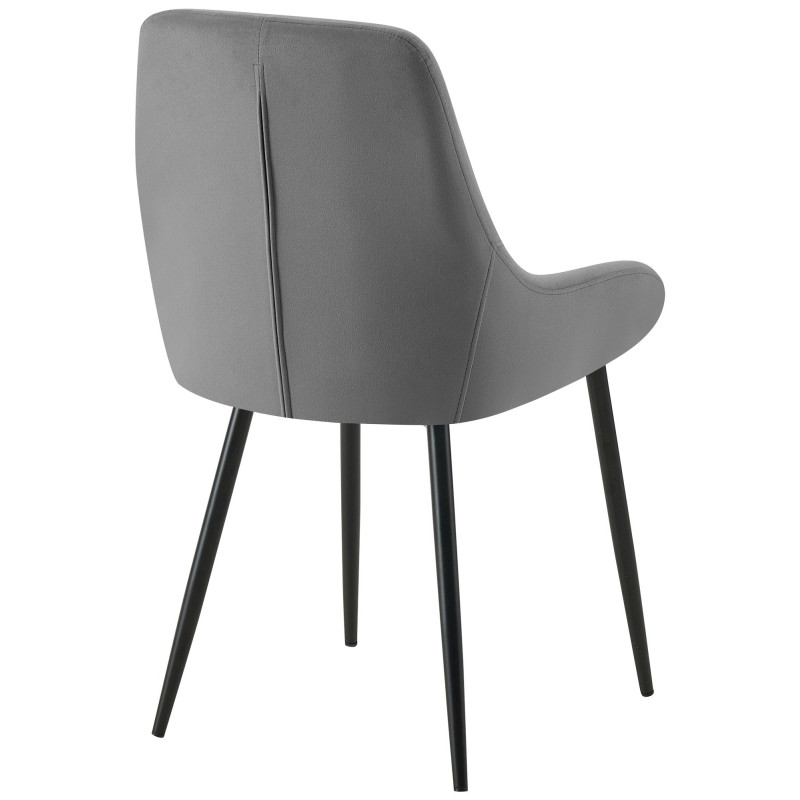 Chaise de salle à manger Elmira en velours noir gris foncé
