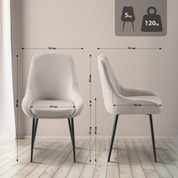 Chaise de salle à manger Elmira en velours noir gris