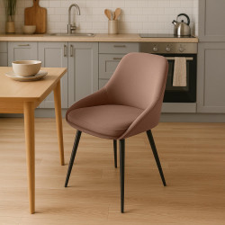 Chaise de salle à manger Elmira en velours noir marron