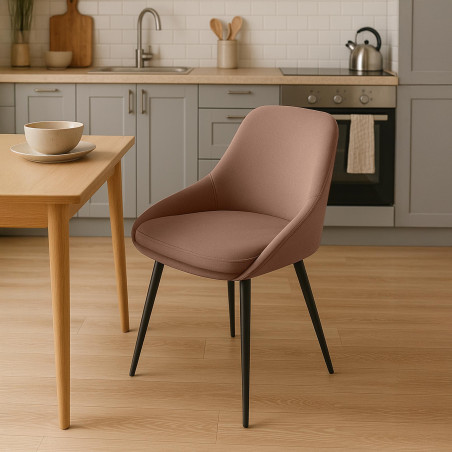 Chaise de salle à manger Elmira en velours noir marron