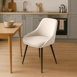 Chaise de salle à manger Elmira en velours noir crème