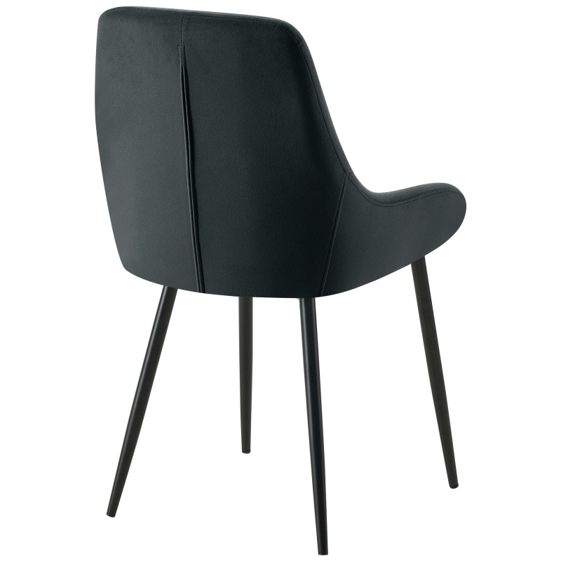 Chaise de salle à manger Elmira, velours, noire