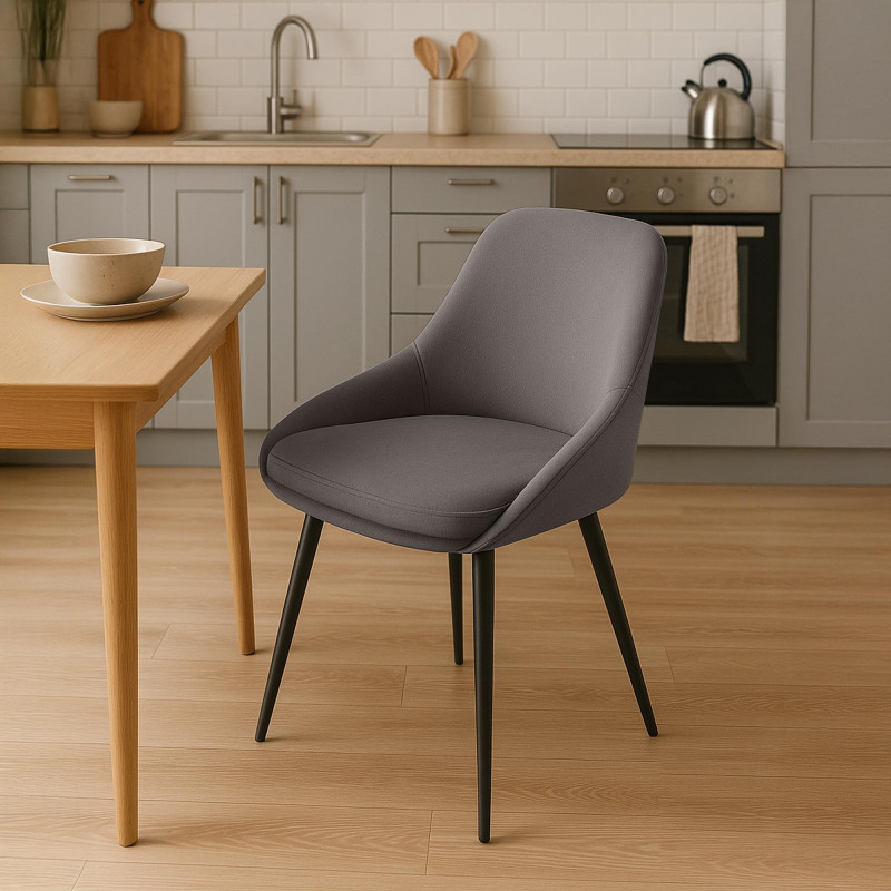 Chaise de salle à manger Elmira en velours noir et anthracite