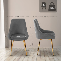 Chaise de salle à manger Elmira en velours doré gris foncé