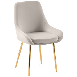 Chaise de salle à manger Elmira en velours gris doré