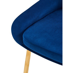 Chaise de salle à manger Elmira en velours doré bleu foncé