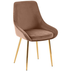 Chaise de salle à manger Elmira en velours doré marron