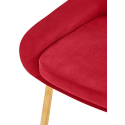 Chaise de salle à manger Elmira en velours doré rouge
